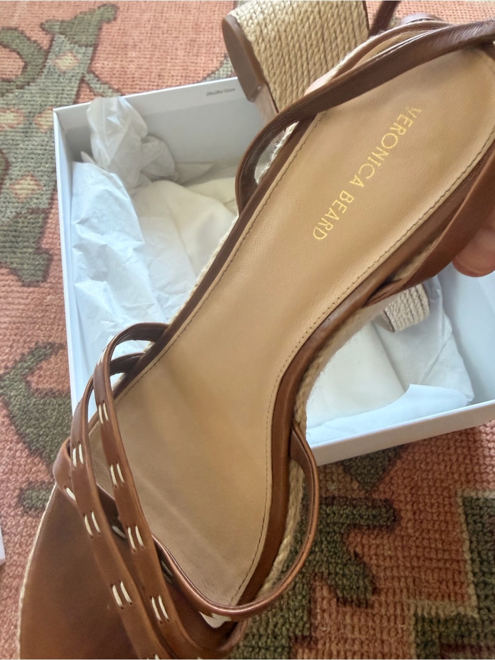 Veronica Beard Brown Leather Espadrille Ankle-Tie Sandals - Picture 4 of 6